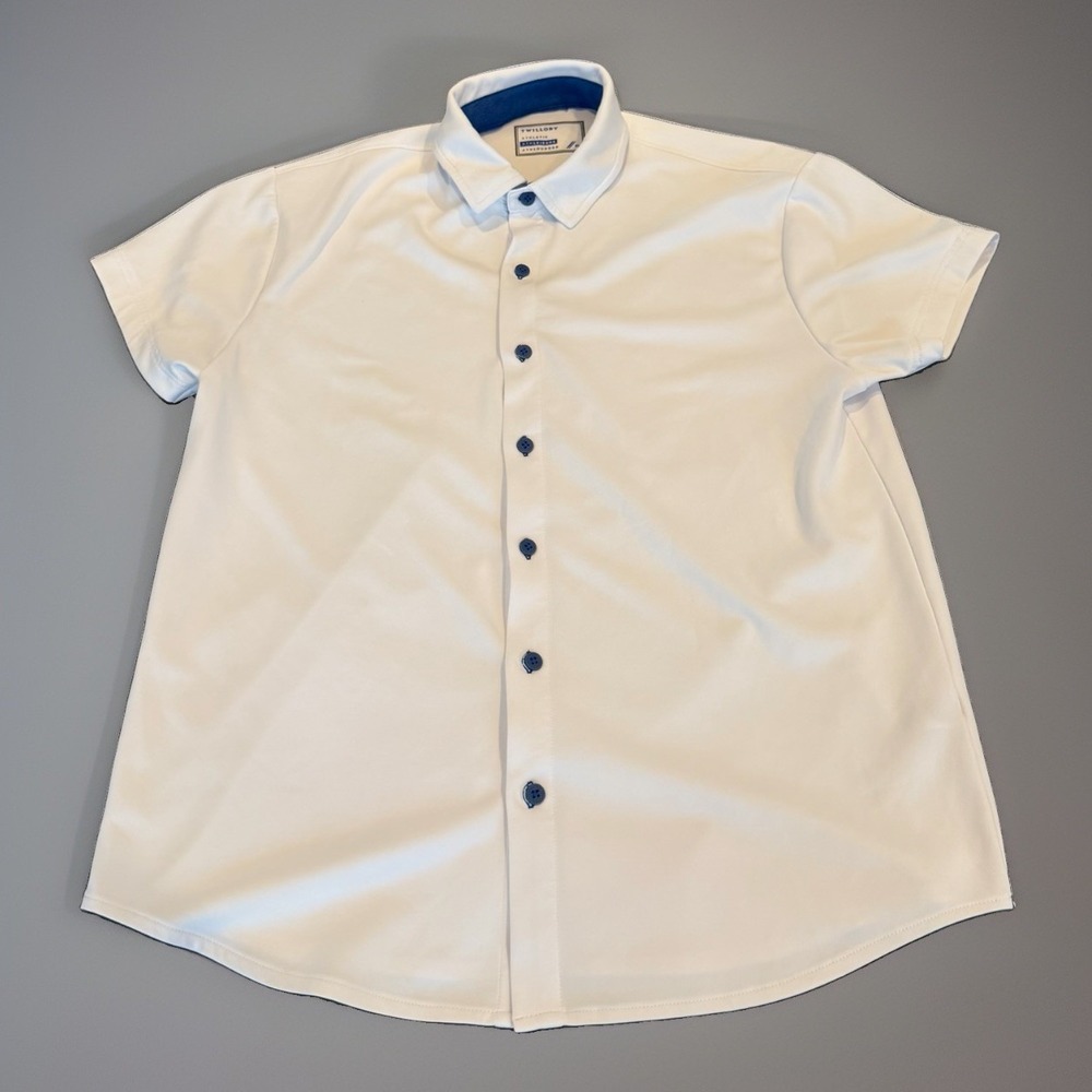 Twillory Shirt Mens Large White Button Up Short Sleeve Athleisure  Lounge Casual